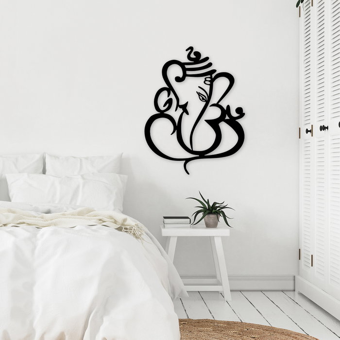 Wallity Ganesha Escultura de Pared de Metal Negra Wallity Ganesha Escultura de Pared de Metal Negra
